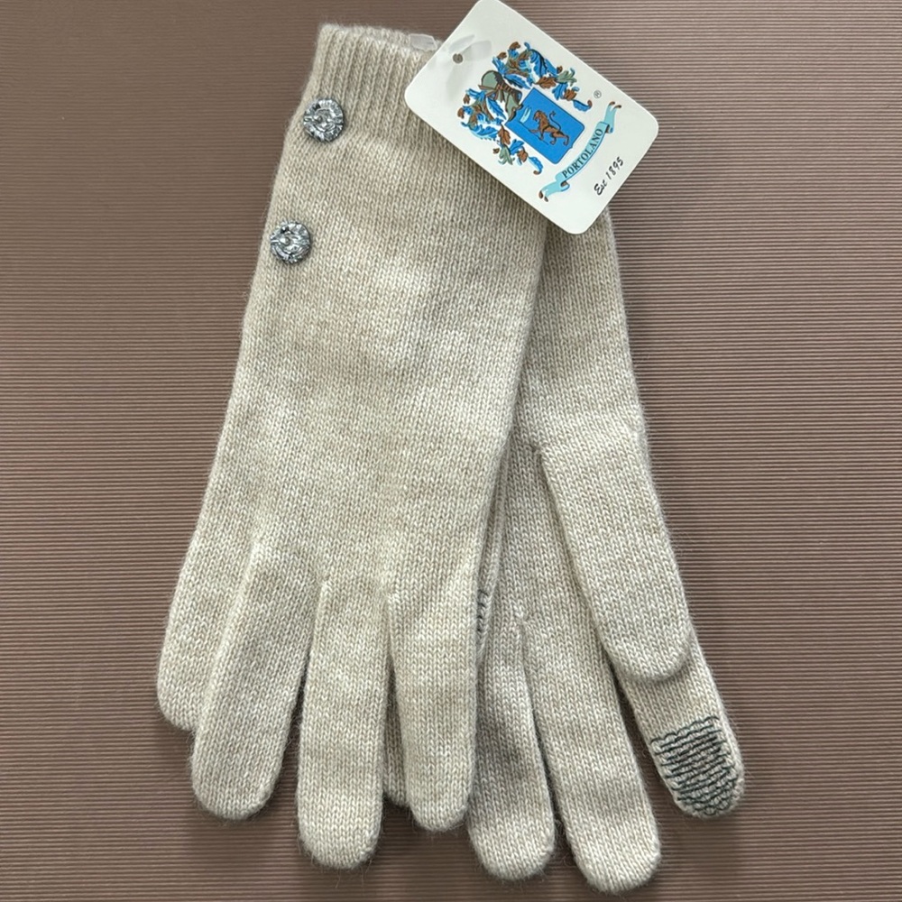 New Portolano Cashmere Blend Tech Gloves crystal detail